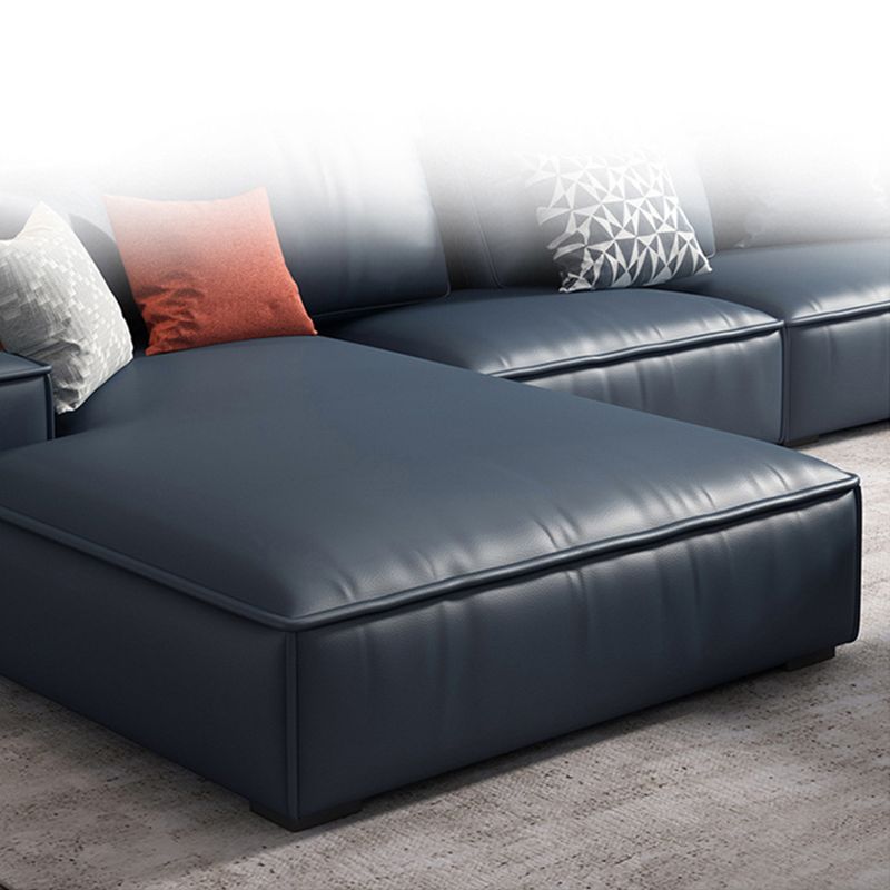 Nordic Stationary Faux Leather Recessed Arm Living Room Sofa Chaise