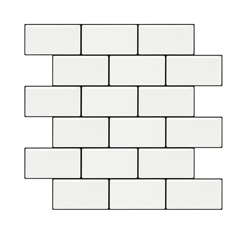 White Subway Tile Water-resistant PVC Peel & Stick Tile for Backsplash Wall