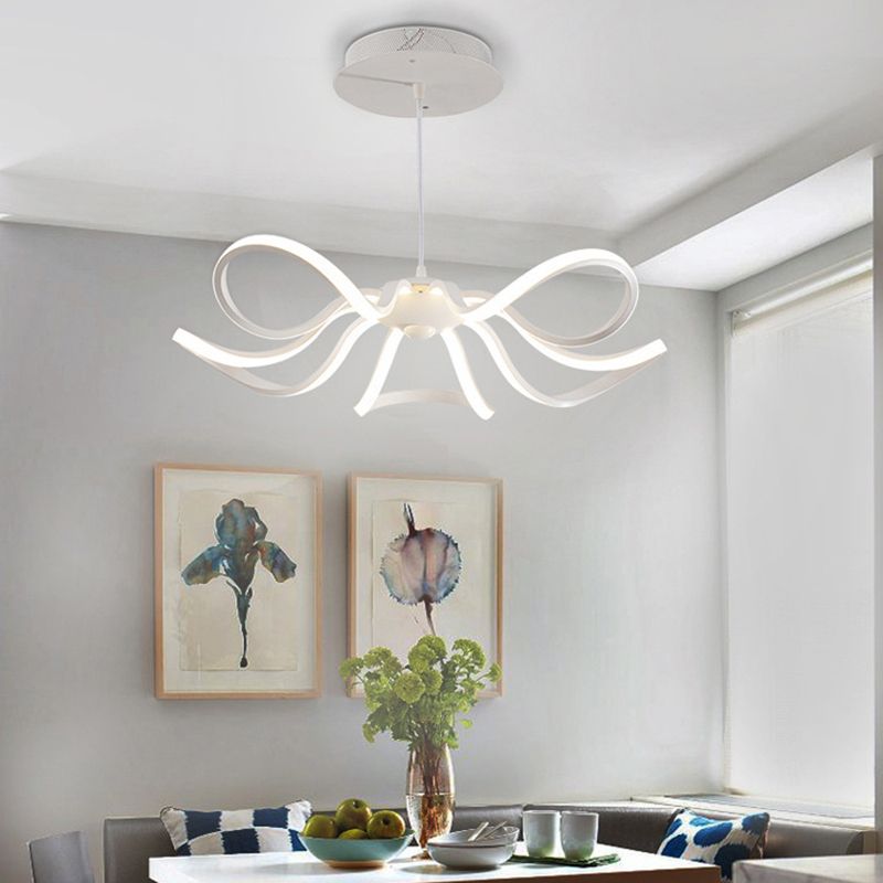 Modern Simple Flower Chandelier Lamp Aluminum LED Hanging Light for Dining Room