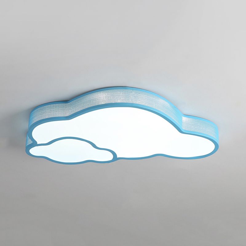 Macaron Flat Cloud Ceiling Mount Light Metal Acrylic LED Ceiling Lamp for Baby Girls Bedroom