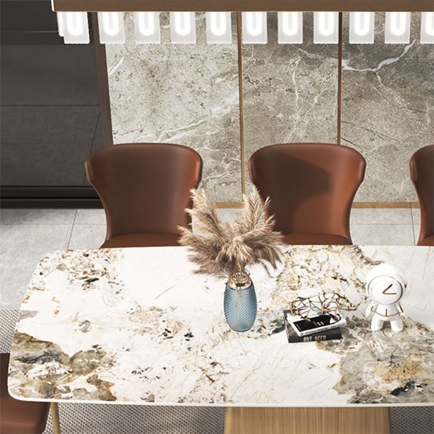 Sintered Stone Top Luxury Table for Restaurant Rectangle Dining Table with Pedestal Base