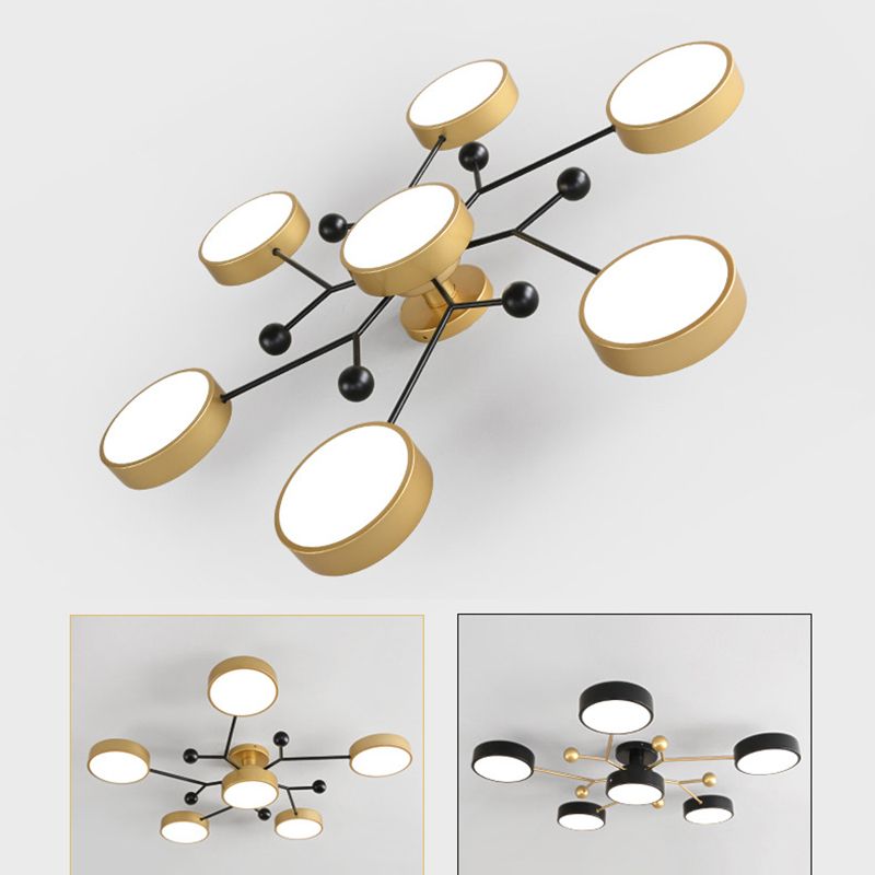 Molecular LED Semiflush Monte Light Macaron Style Metallo Living Camera Soffitto Luce