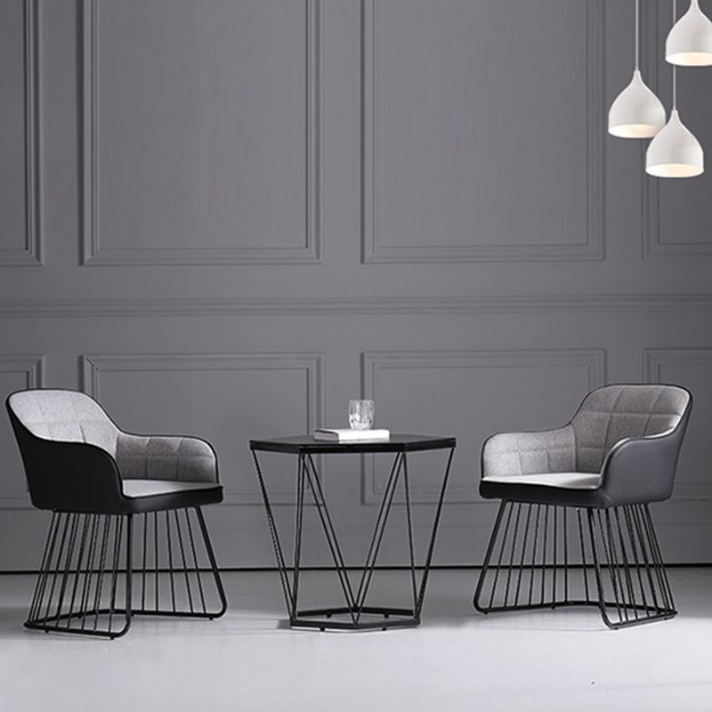 Industrial Metal Base Dining Chair Upholstered Dining Arm Chair