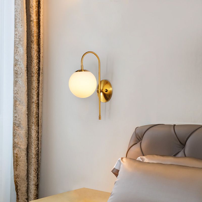 Glass Globe Wall Light Modern 1-Light Wall Lights for Bedroom