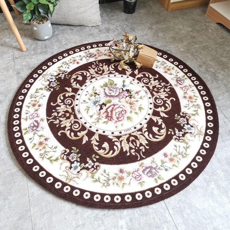 Multi Color Vintage Rug Polypropylene Floral Print Carpet Non-Slip Machine Washable Rug for Decoration