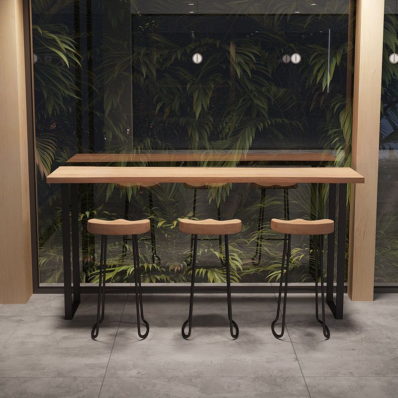 Modern Rectangular Bar Table Set 1/4 Pieces Wooden Counter Table with Backless Stools