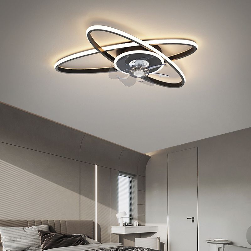 Oval 3 - Light LED Fan Light in Black / Gold Modern Ceiling Fan