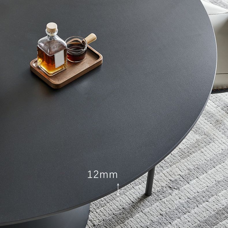 Round Stone Dining Table Modern Pedestal Dining Table in White and Black