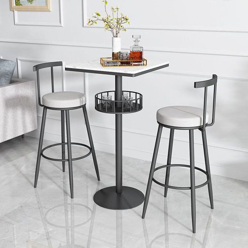 Marble Indoor Glam Bar Dining Table Iron Bistro Table with Single Pedestal
