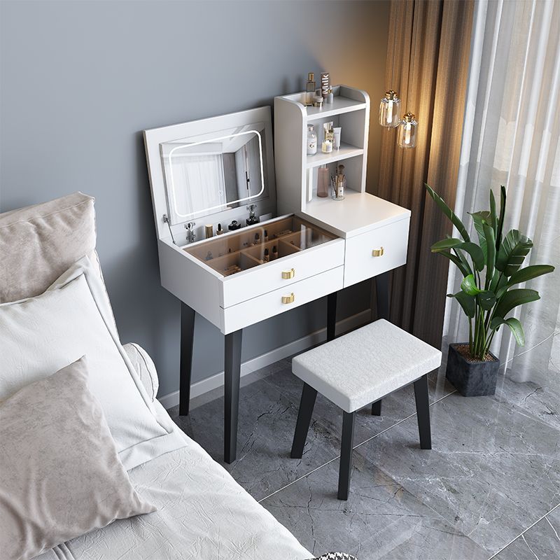Modern Mirrored Glass Vanity Desk 3 Drawer Vanity Dressing Table