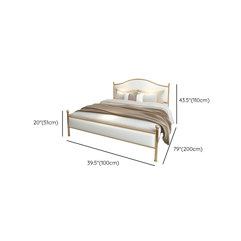 Modern Panel Bed Mattress Included Metal Standard Bed with Custom Gold Legs