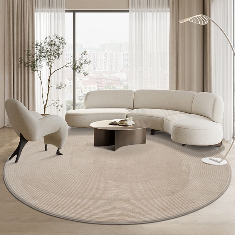 Round Shade Tribal Diamond Rug Beige Polyester Carpet Stain Resistant Rug