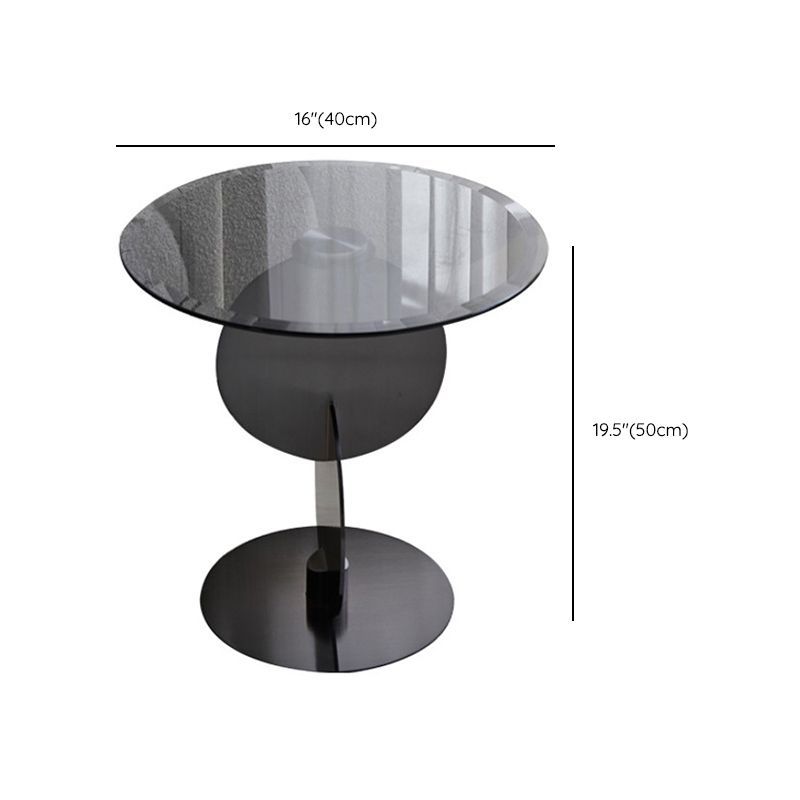 Contemporary Glass Round Top Side Table Metal Pedestal End Table