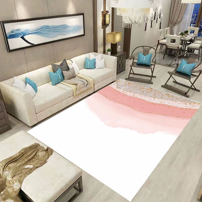 Orange Casual Carpet Polyester Circle Carpet Non-Slip Backing Carpet for Drawing Room