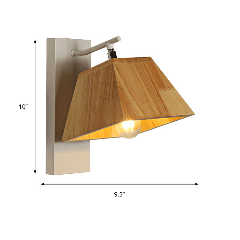 Balcón de sombra trapezoide Dormitorio de dormitorio Lámpara de pared moderna de madera giratoria en beige