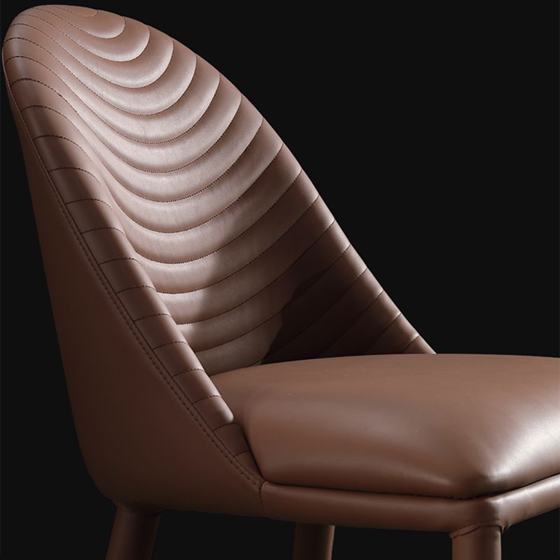 Parsons Side Chair Leather Metal Base Dining Chair for Dining Room