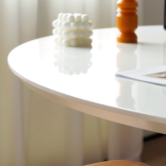 White Modern Round Stone Tabletop Dining Table with Tulip Base
