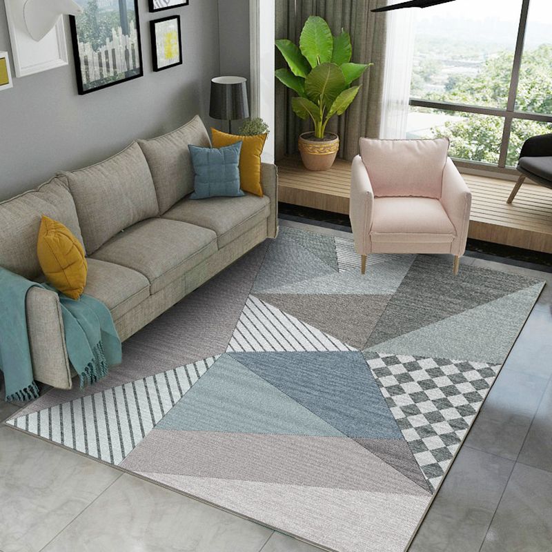 Light Color Modern Rug Polyester Carpet Geometric Lines Indoor Rug Non-Slip Backing for Living Room