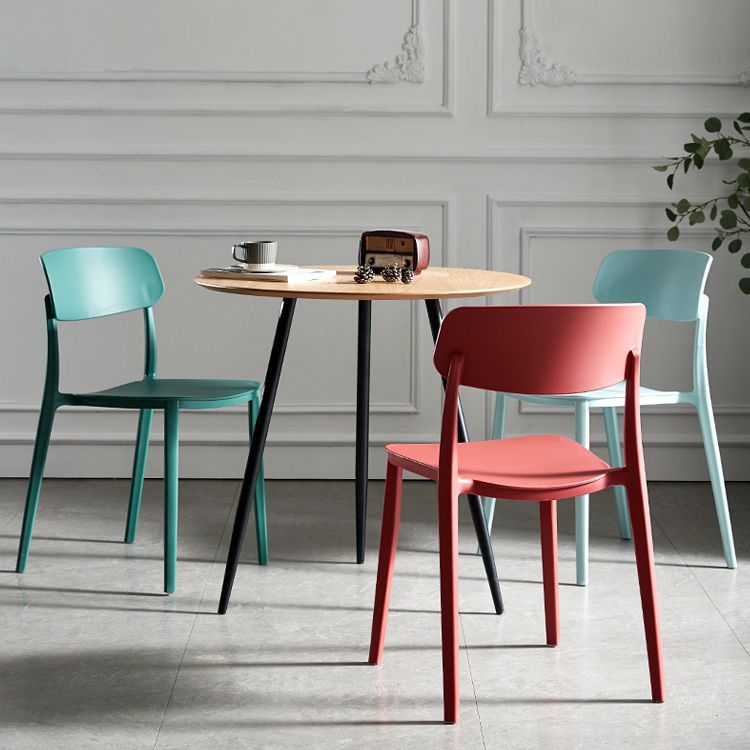 Stackable Armless Dining Chairs Plastic Open Back Dining Side Chair (Set of 4)