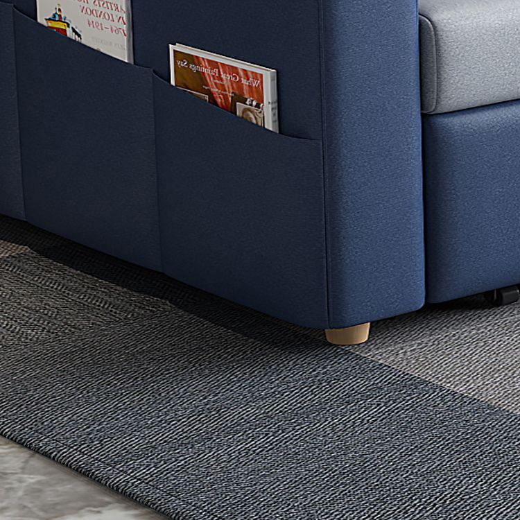 Faux leather Sofa Bed Square Arm Sleeper Sofa, 32.28" Wide in Blu