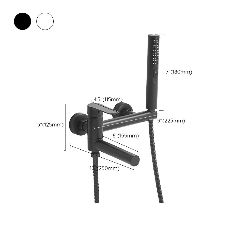 Swivel Spout Tub Faucet Trim Single Lever Handle Handshower Bath Filler with Shower Hose