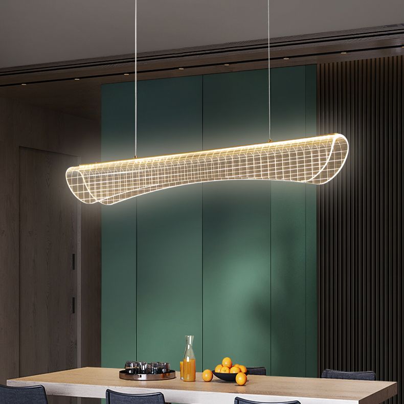 Modern Pendant Light Transparent Island Lighting Metal 1 Light Island Light Fixture in Black