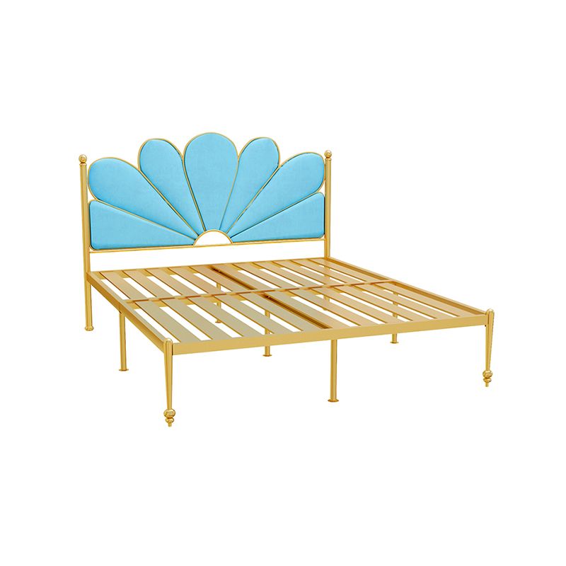 Upholstered Bed with Headboard Metal Bed Frame in Gold Finish