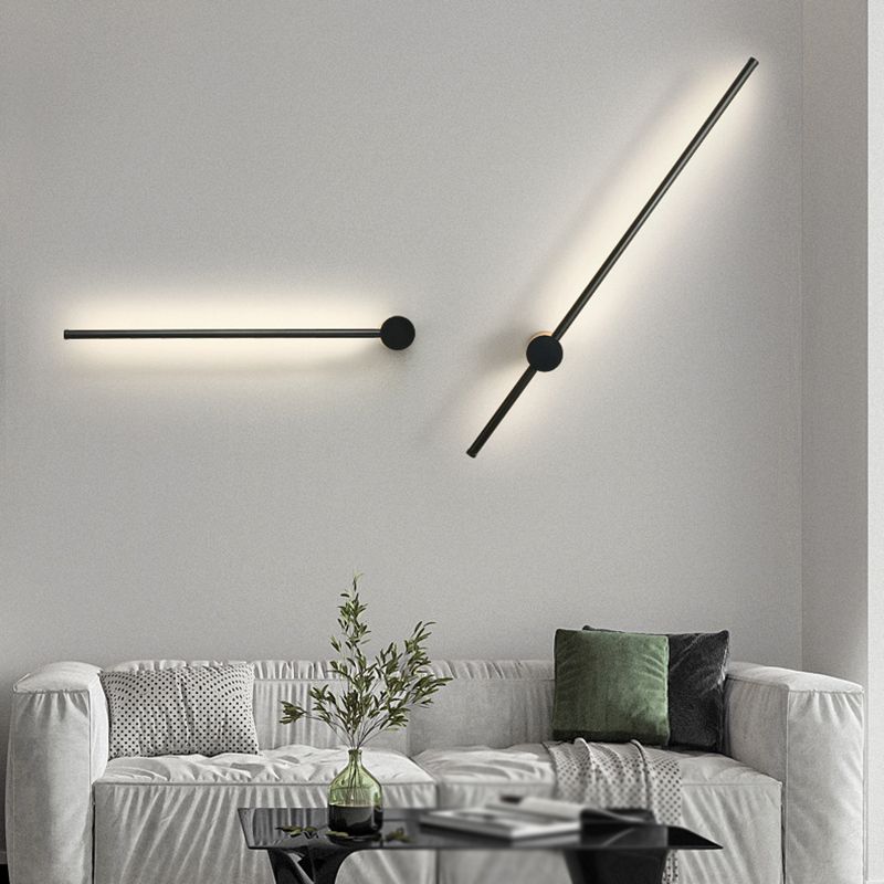 Linear Black 1 - Light Wall Light Iron Contemporary Wall Lighting Fixture
