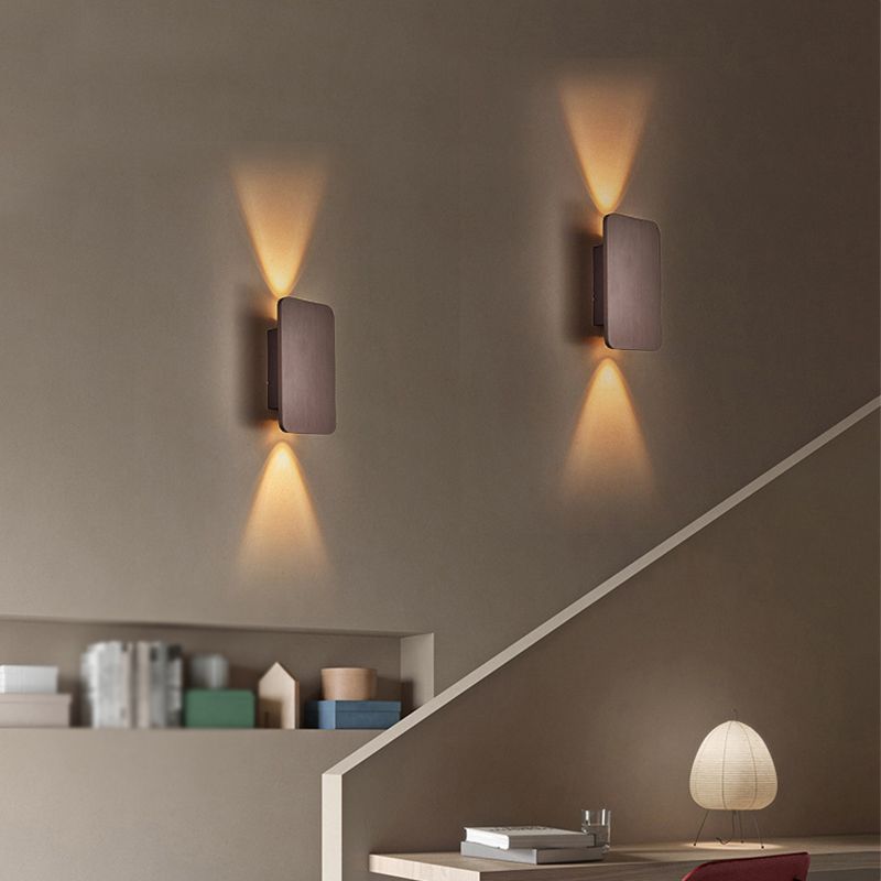 Moderner Stil Rechteck Wandleuchte Metall 2 Licht Wandmontage Leuchten
