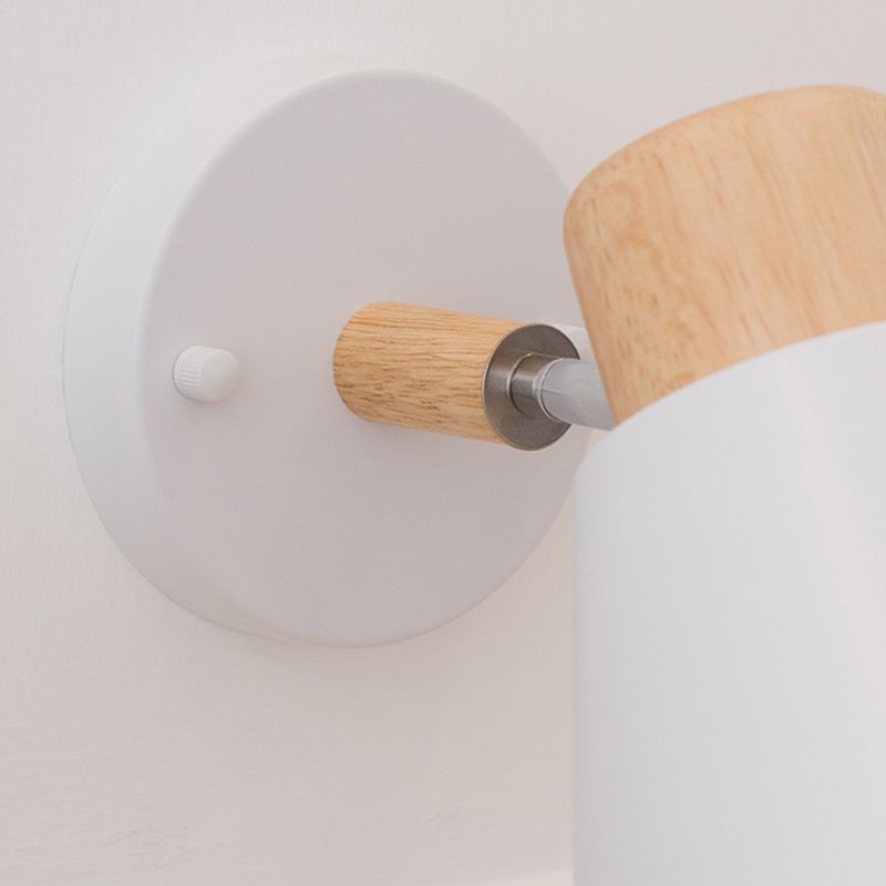 Modernism Metal Shaded Wall Light Polish Finish Wood Lighting for Room