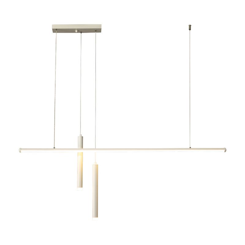 Lampade dell'isola lineare moderna lampade a piedi a 3 luci con tonalità acrilica bianca
