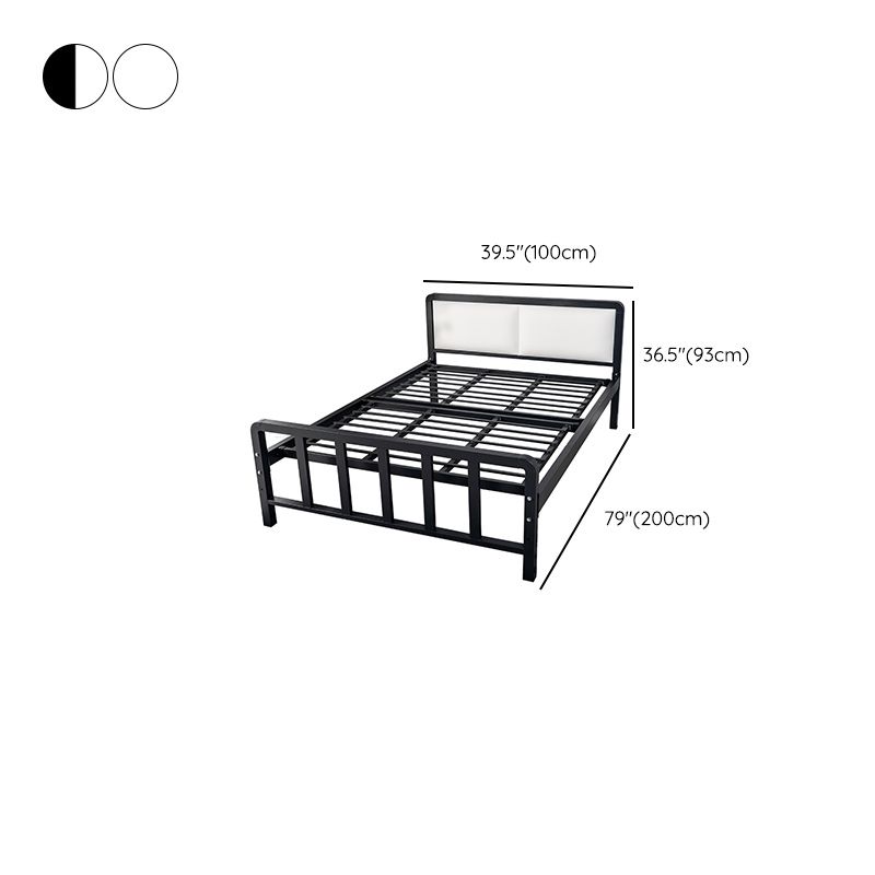 Metal Platform Bed 36.61" High Standard Bed with Upholstered Headboard