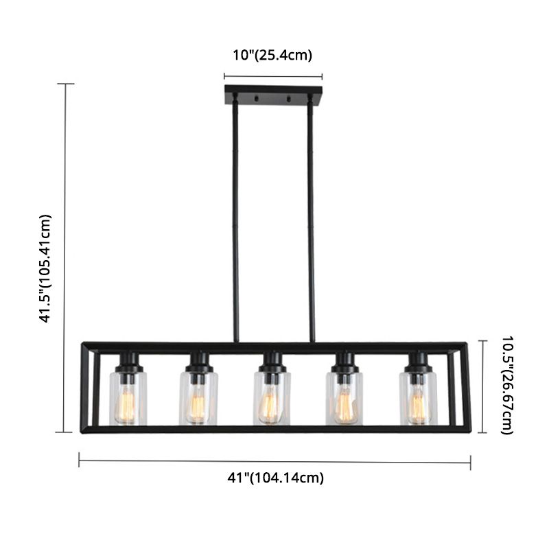 Rectangle Island Chandelier Lights Industrial Style Metal Chandelier Lighting Fixtures for Kitchen