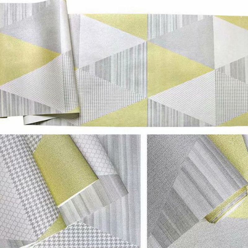 Washable Non-Pasted Grid and Harlequin PVC Wallpaper in Light Color