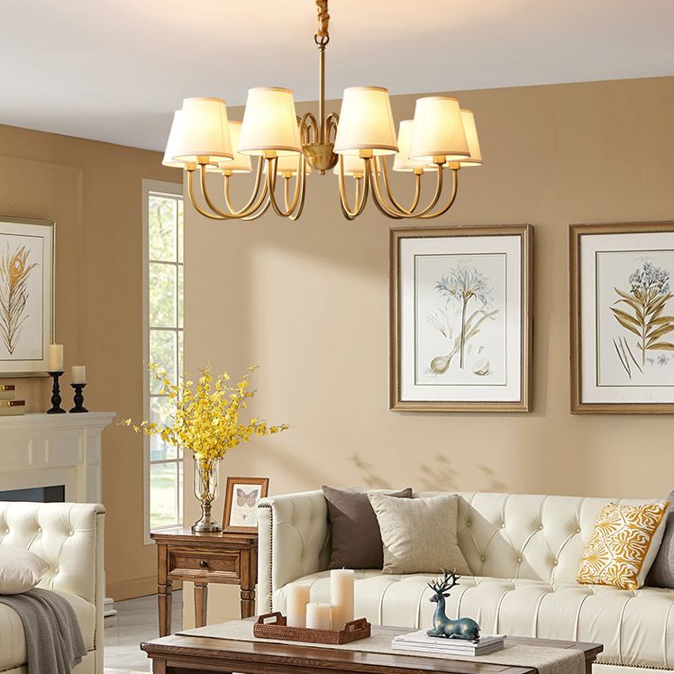 Traditional Creative Sputnik Hanging Lamp Copper Indoor Pendant Light with Fabrics Shade