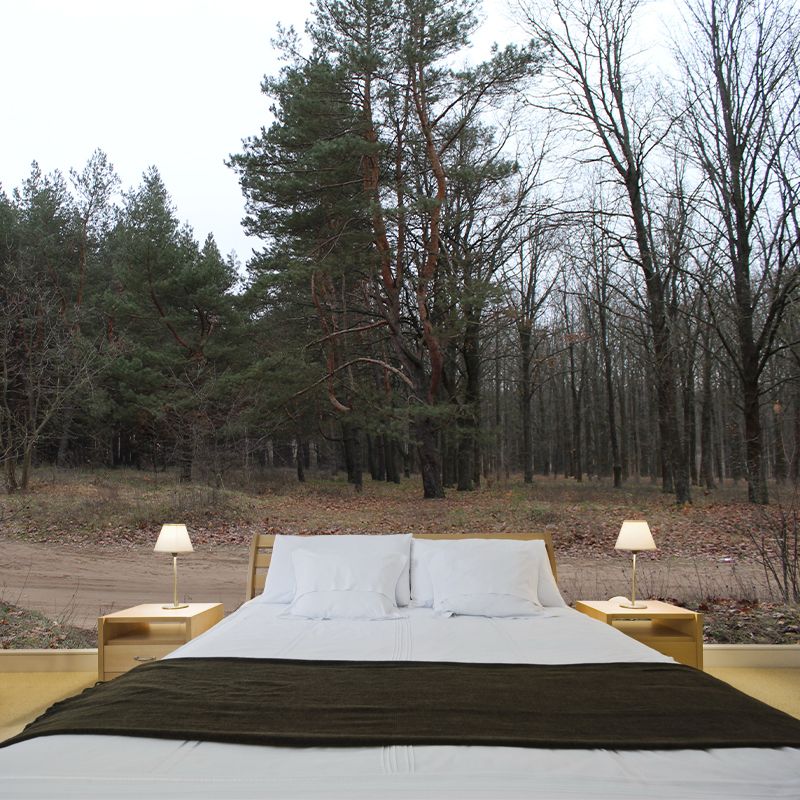 Pine Tree Mural Wall Covering Decorative Mildew Resistant for Sitting Room