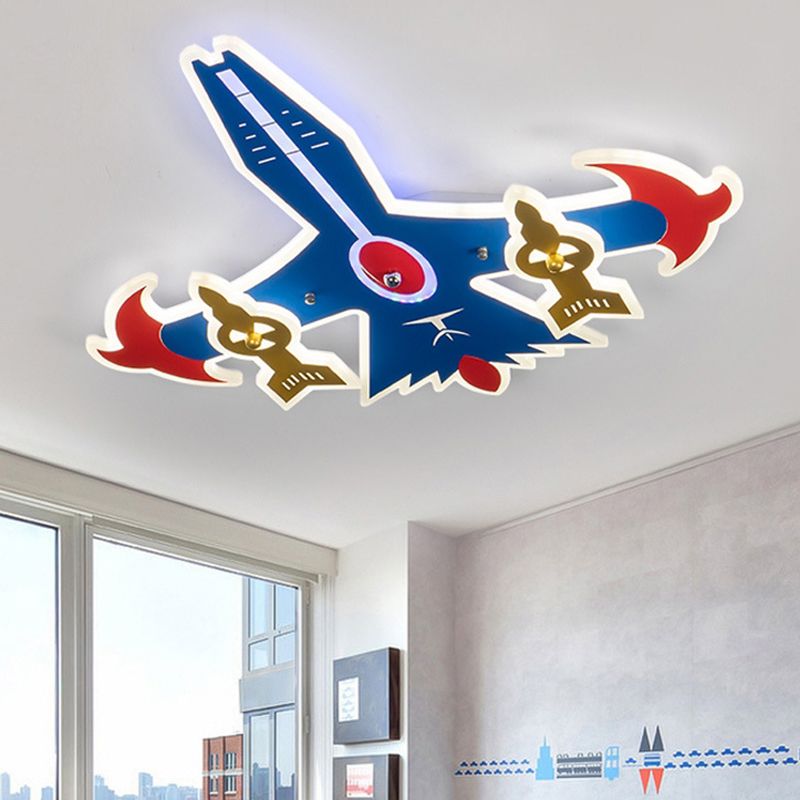 Lampada da incasso a LED in acrilico per aereo da cartone animato vicino all'illuminazione a soffitto in blu per la camera da letto del ragazzo