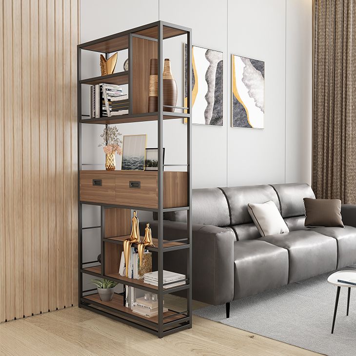 Geometric Shelf Bookshelf Metal and Wooden Bookcase for Home Office