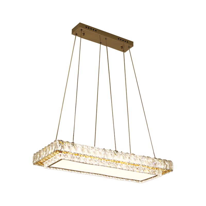 Clear Crystal Blocks Rectangle Suspension Light Modern Dinning Room LED Island Lighting