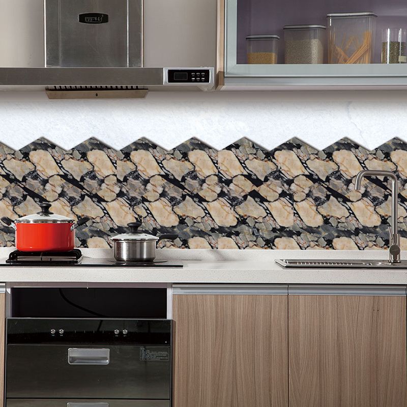 Black-Brown Tile Wallpaper Panel Marble Effect Modern Peel off Wall Art for Kitchen