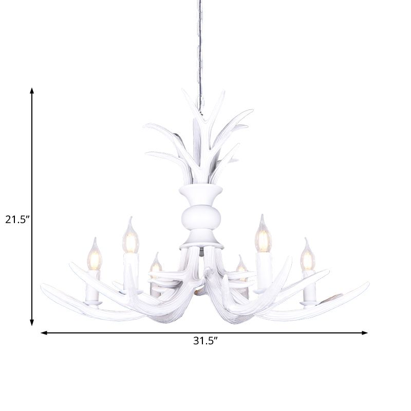 Résine White suspendu en lustre en lustre forme 6/8 bulbes pendant rustique luminaire pour restaurant