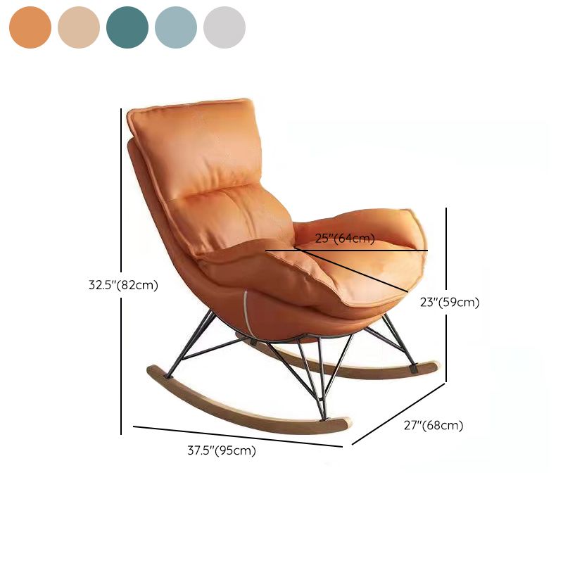 Modern Plain Rocking Chair Faux Leather Water Resistant Chair with Ottoman