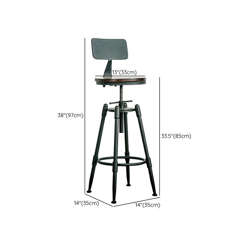 Adjustable Height Bar Stools Industrial Barstool with Metal Legs