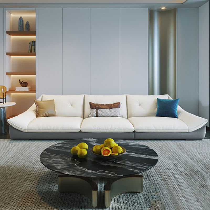 Tufted Faux Leather Pillow Top Arm Sofa with Stain Resistant and Waterproof