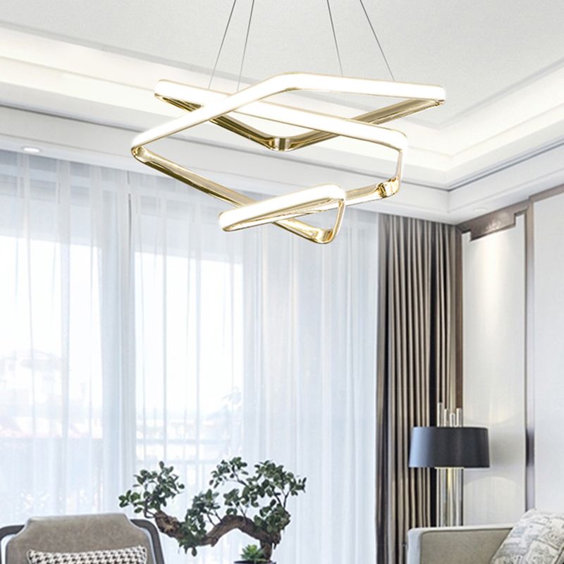 Contorted LED Pendant Light Simplicity Metal Living Room Ceiling Chandelier in Gold