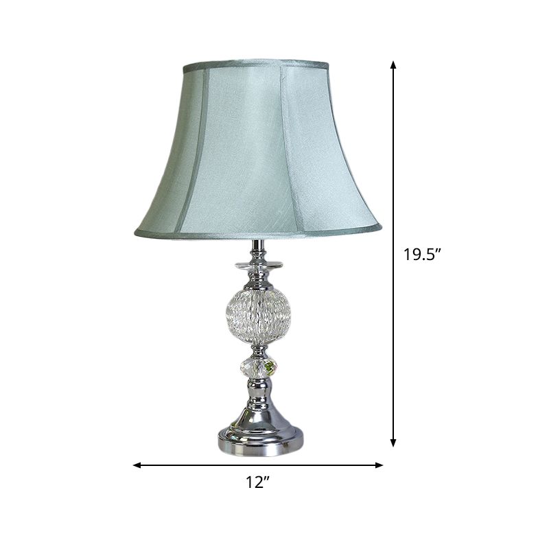 1 tête de salle à manger lampe de bureau nordique Blue Task Light avec une teinte en tissu de cloche lambrissé