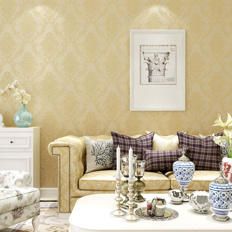 Non-Pasted Wallpaper 57.1 sq ft. Nordic Luxe 3D Embossed Damasque Wall Covering for Guest Room and Coffee Shop