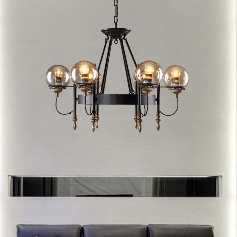 Luz de 6/8 luces lámpara de lámpara de lámpara tradicional lámpara colgante de metal negro para comedor