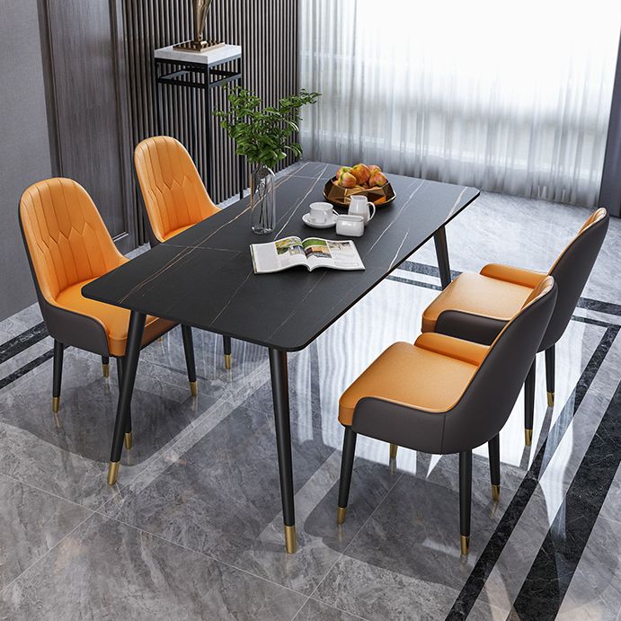 Modern Kitchen Sintered Stone Dining Set Rectangular Standard Dining Set in White