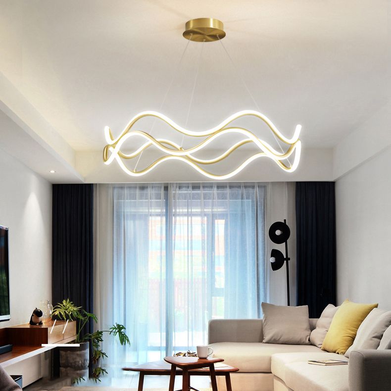 Lustres de lustre simple en or lustre suspendu linéaire pour salon